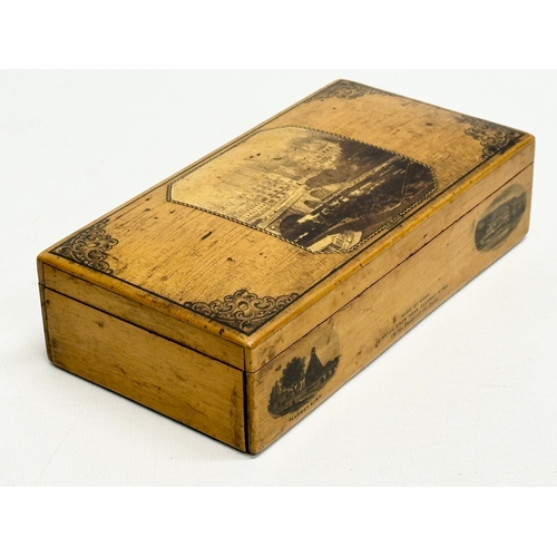 552 - An Early 20th Century card box. Edinburgh, made of wood which grew near Alloway Kirk. 17x9x4.5cm.