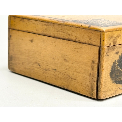 552 - An Early 20th Century card box. Edinburgh, made of wood which grew near Alloway Kirk. 17x9x4.5cm.