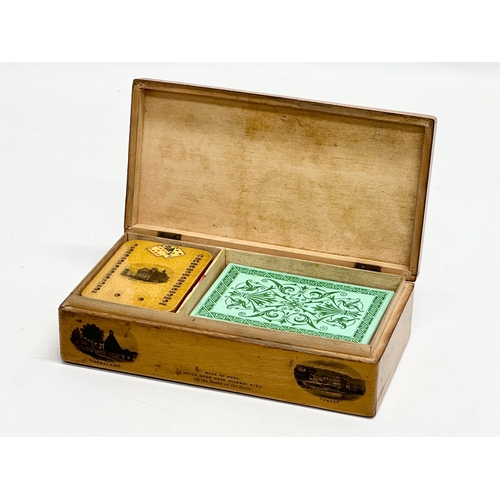 552 - An Early 20th Century card box. Edinburgh, made of wood which grew near Alloway Kirk. 17x9x4.5cm.