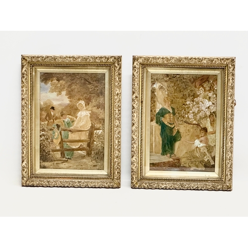 259 - A pair of Late 19th Century oil paintings on canvas. In original gilt shadowbox frames. 18.5x26.5cm.... 