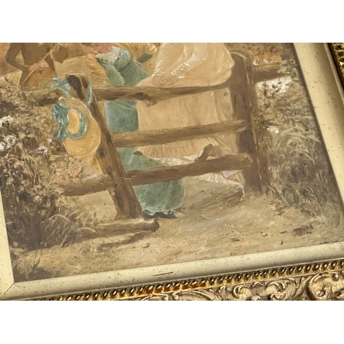 259 - A pair of Late 19th Century oil paintings on canvas. In original gilt shadowbox frames. 18.5x26.5cm.... 