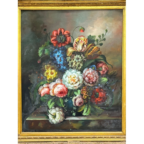 263 - A large Still Life oil on canvas in a good quality gilt frame. 50.5x61.5cm. Frame 70x80cm