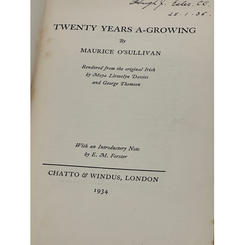 598 - Twenty Years A-Growing by Maurice O’Sullivan. 3rd edition. October, 1934.