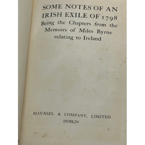 605 - Notes of an Irish Exile of 1798. Memoirs of Miles Byrne.