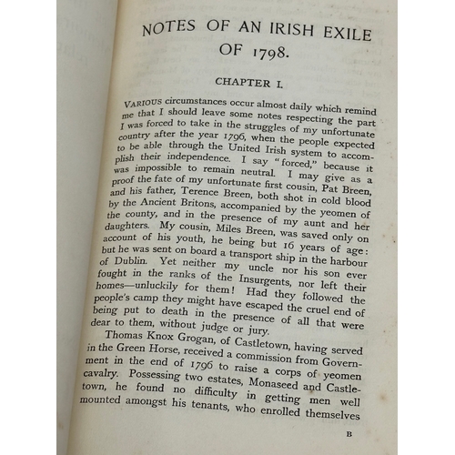 605 - Notes of an Irish Exile of 1798. Memoirs of Miles Byrne.