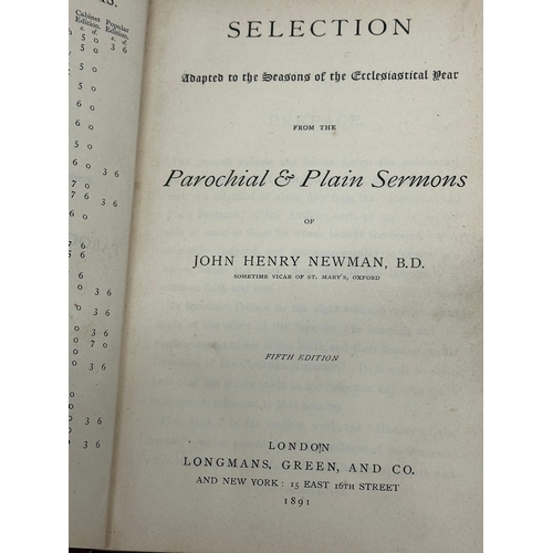 617 - Selection of Parochial and Plain Sermons by John He ray Newman B.D. 5th edition, 1891: Maynooth Coll... 