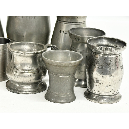 297 - A collection of 19th Century pewter measures/gills.