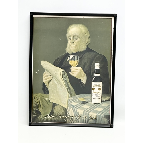 405C - A vintage Peter Keegan & Co LTD Old Irish Whisky advertising poster. Reframed. 40x53cm