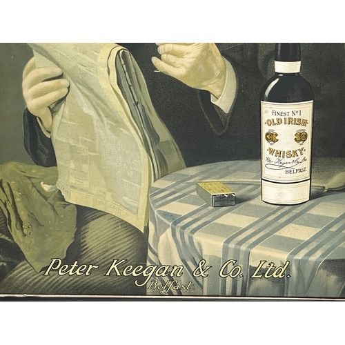 405C - A vintage Peter Keegan & Co LTD Old Irish Whisky advertising poster. Reframed. 40x53cm