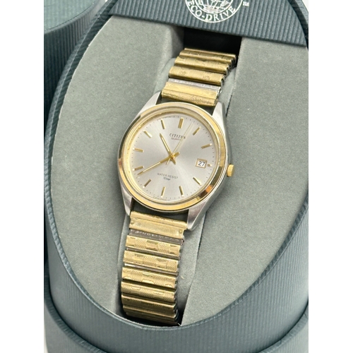 649 - A Citizen Eco-Drive watch with case.