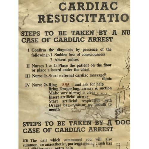 405D - A vintage medical poster. Cardiac Resuscitation. 42x61cm