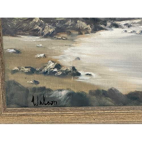 283 - A large oil on board. Wilson. 79x49cm. Frame 83x52cm.