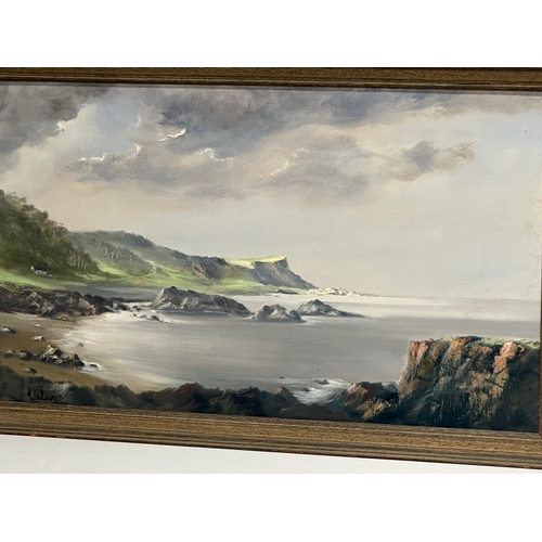 283 - A large oil on board. Wilson. 79x49cm. Frame 83x52cm.