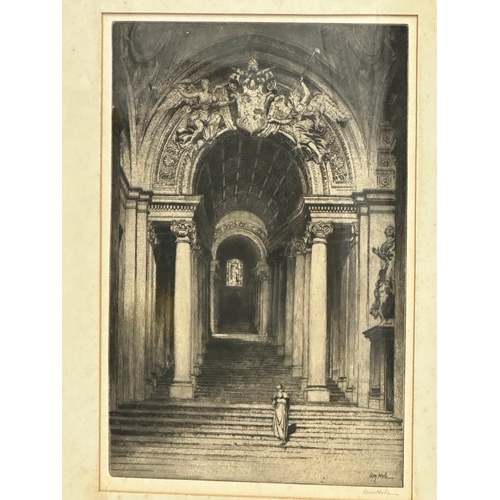 285 - William Brassey Hole (1846-1917) a signed etching of The Royal Staircase Vatican City. 38x54cm frame... 