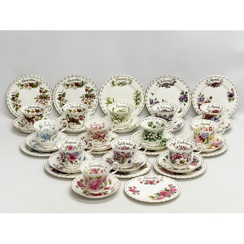 347 - A complete Royal Albert Flower of the Month Series. Cups and saucers. Including an extra December “C... 