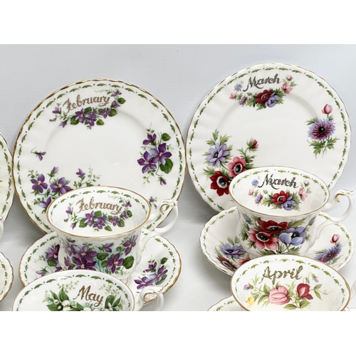 347 - A complete Royal Albert Flower of the Month Series. Cups and saucers. Including an extra December “C... 