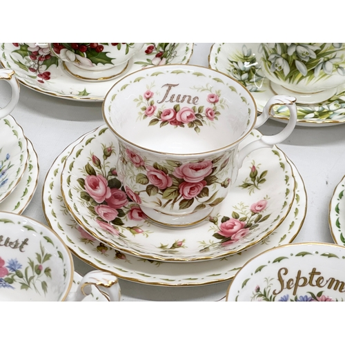 347 - A complete Royal Albert Flower of the Month Series. Cups and saucers. Including an extra December “C... 