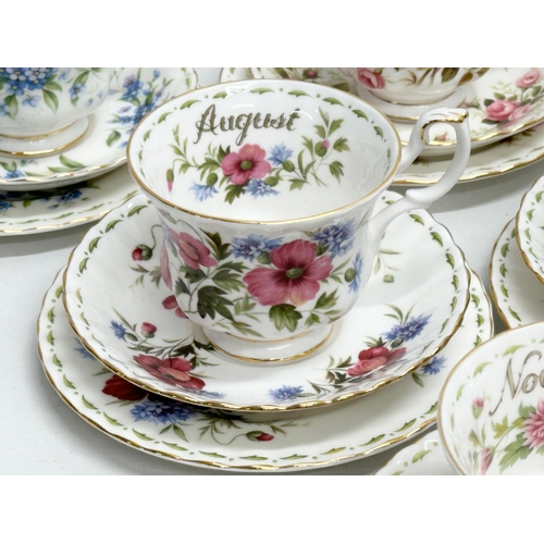 347 - A complete Royal Albert Flower of the Month Series. Cups and saucers. Including an extra December “C... 