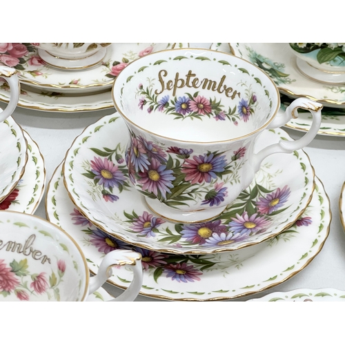 347 - A complete Royal Albert Flower of the Month Series. Cups and saucers. Including an extra December “C... 