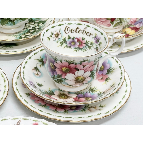 347 - A complete Royal Albert Flower of the Month Series. Cups and saucers. Including an extra December “C... 