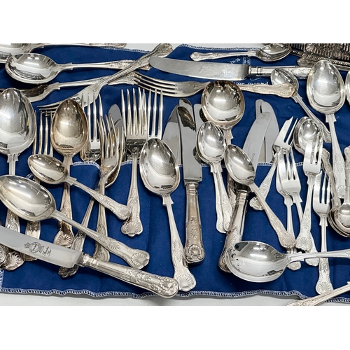 736 - A collection of silver plate. Good quality silver plated cutlery. Collectors spoons in case etc