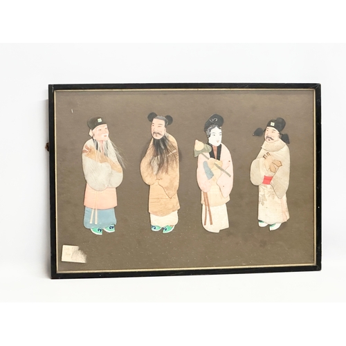 302 - An Early 20th Century Chinese Late Qing Dynasty silk figures. Original frame. Circa 1900-1910. 61.5x... 