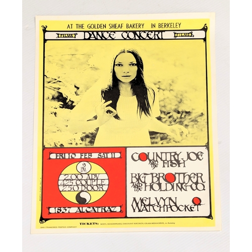 322 - A vintage Janis Joplin, Country Joe and The Big Fish Concert 1967 poster. The San Francisco Poster C... 