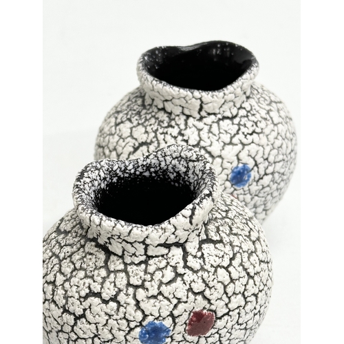 195C - Jopeko Keramik. A pair of small 1960’s West German Mid Century salt glazed vases by Jaspa Ceramic. 9... 