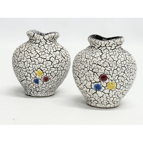 195C - Jopeko Keramik. A pair of small 1960’s West German Mid Century salt glazed vases by Jaspa Ceramic. 9... 