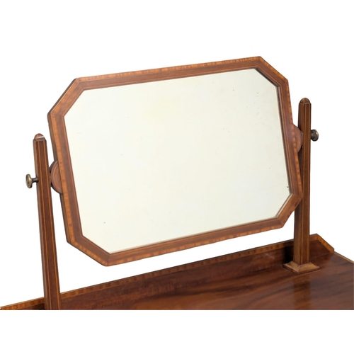 1099 - An Early 20th Century Sheraton Revival inlaid mahogany dressing table on square tapered legs. 104.5x... 