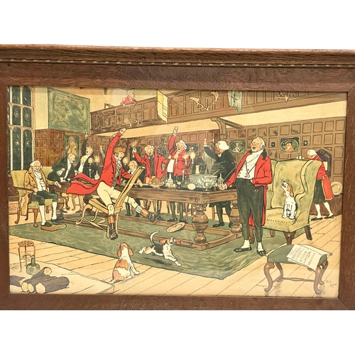 350 - Cecil Charles Windsor Aldin (1870-1935) chromolithograph in original oak frames. 54x36.5cm.