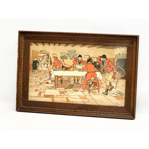 350 - Cecil Charles Windsor Aldin (1870-1935) chromolithograph in original oak frames. 54x36.5cm.