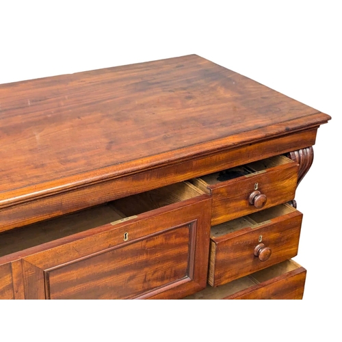 1086 - A large Victorian mahogany chest of drawers. Scotch style. 132x60x115cm(11)