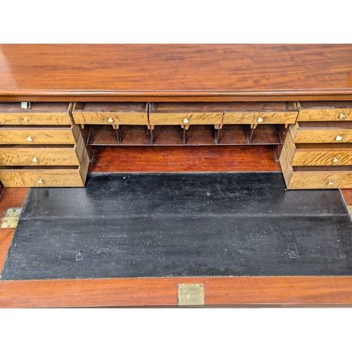 1077 - A large George III mahogany secretaire bookcase with astragal glazed doors. Top not original. 130x58... 