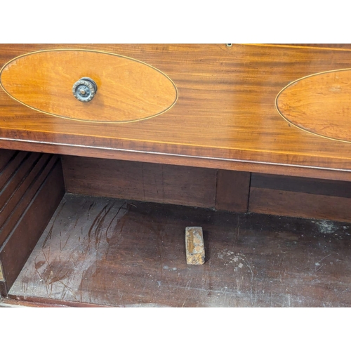 1077 - A large George III mahogany secretaire bookcase with astragal glazed doors. Top not original. 130x58... 