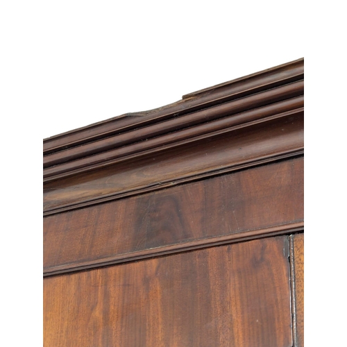 1077 - A large George III mahogany secretaire bookcase with astragal glazed doors. Top not original. 130x58... 