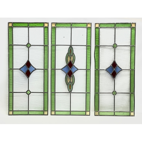 353 - 3 large Early 20th Century stained glass panels. 39x90cm