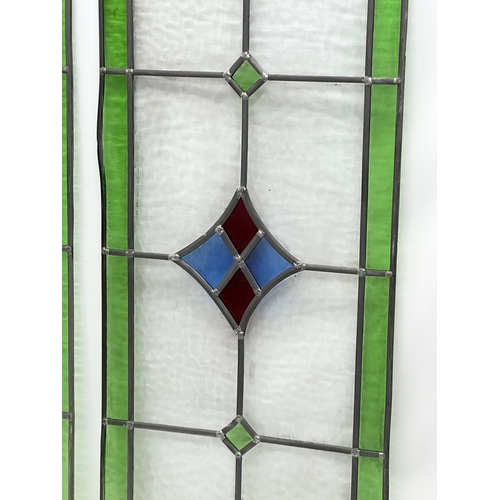 353 - 3 large Early 20th Century stained glass panels. 39x90cm