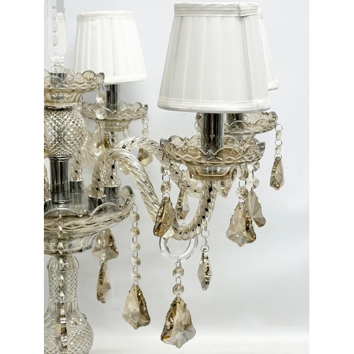 354 - A large vintage crystal and glass centrepiece table lamp. 61x81cm