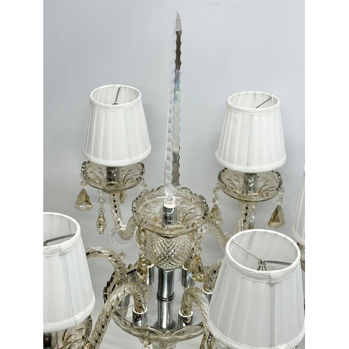 354 - A large vintage crystal and glass centrepiece table lamp. 61x81cm