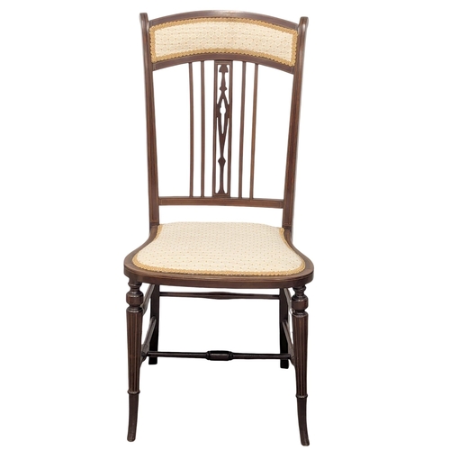 1031 - An Edward VII inlaid mahogany side chair. Edwardian.(3)