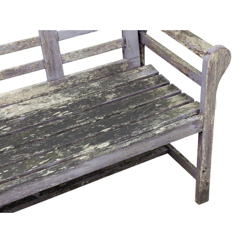 1050 - A Georgian style teak garden bench. 133cm (4)