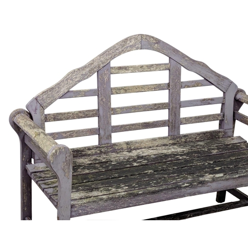 1050 - A Georgian style teak garden bench. 133cm (4)