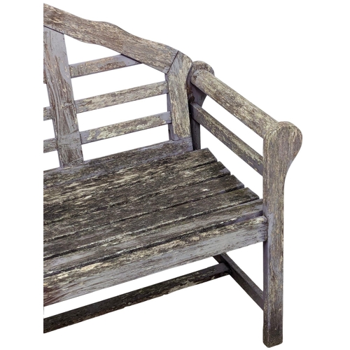 1051 - A Georgian style teak garden bench. 133cm(4)