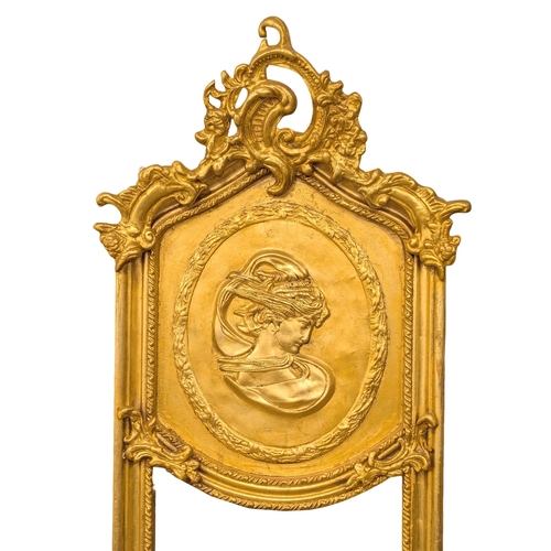 818 - An 18th Century style long gilt framed bevelled mirror. 52x179cm