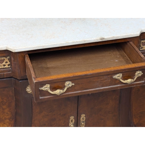 829 - An Early 20th Century Louis XVI style marble top credenza. 128x50x94cm(10)