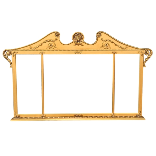 840 - A large 18th Century style gilt framed over-mantle mirror. 146x87cm