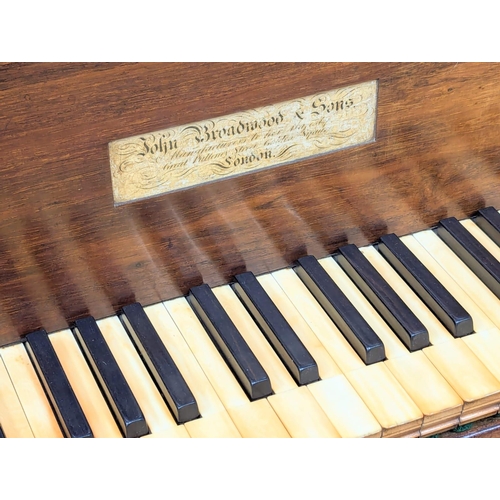 857 - An Early Victorian mahogany John Broadwood & Sons square piano. With paperwork. 182x82x90cm (2)