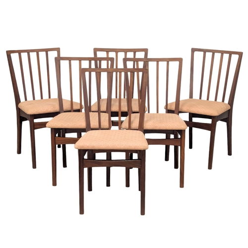 884 - A Mid Century teak extending dining table and 6 chairs by Gordon Russell. 1 leaf. 154x84x74cm extend... 