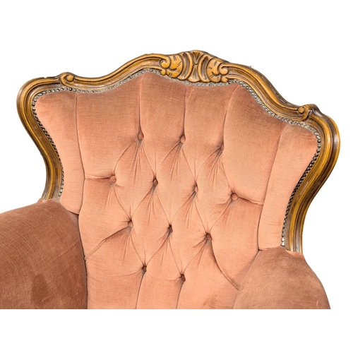 914 - A pair of French style armchairs.(9)